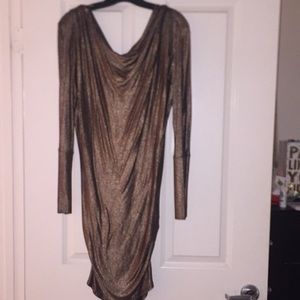 Copper gold long sleeve blackness minidress